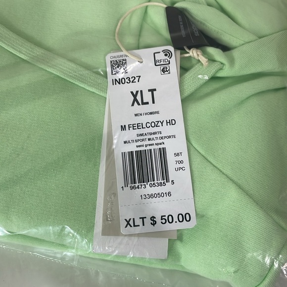 Adidas Mens sweatshirt Mint Green Hoodie sweatshirt xlarge tall - Picture 5 of 6